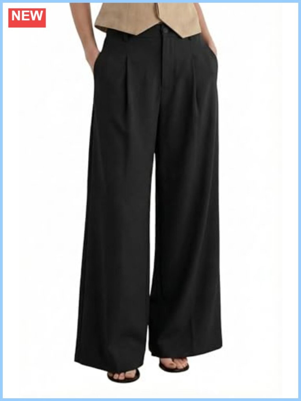 Arach&Cloz Women's Linen Blend Wide Leg Work Dress Pants Business Casual